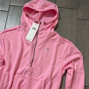 Alo Pink quarter zip Hoodie
